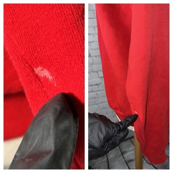 Red Hug Me In Texas 80s Christmas Teddy Bear Vintage Sweatshirt 1987 size XL - Picture 9 of 16